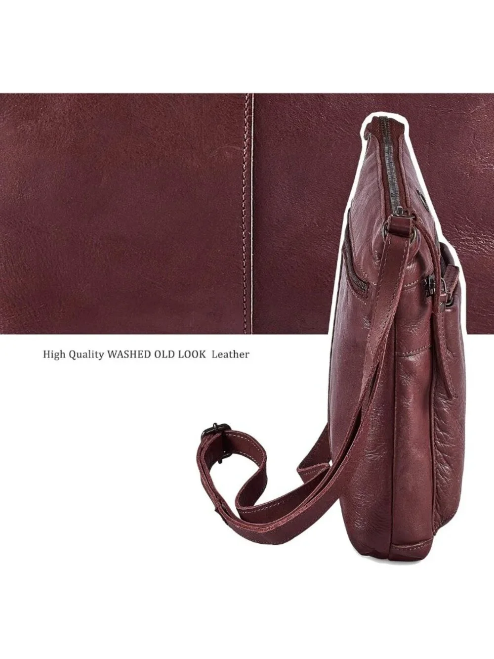 Vintage Genuine Leather Small Crossbody Bag for Women - Adjustable Travel